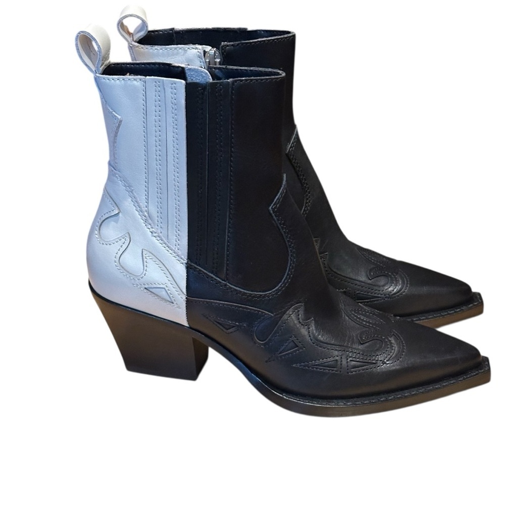 Dolce Vita Womens Ramson Black White Western Point Toe Boots 6 - Picture 3 of 14